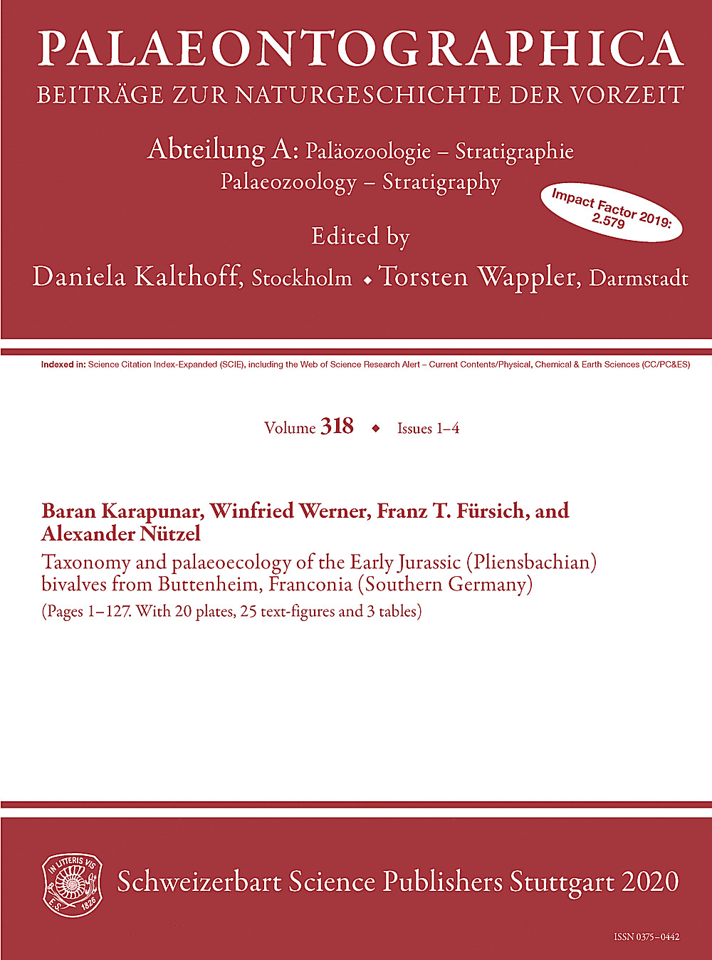Image de couverture de: Palaeontographica Abteilung A Band 318 Lieferung 1-4