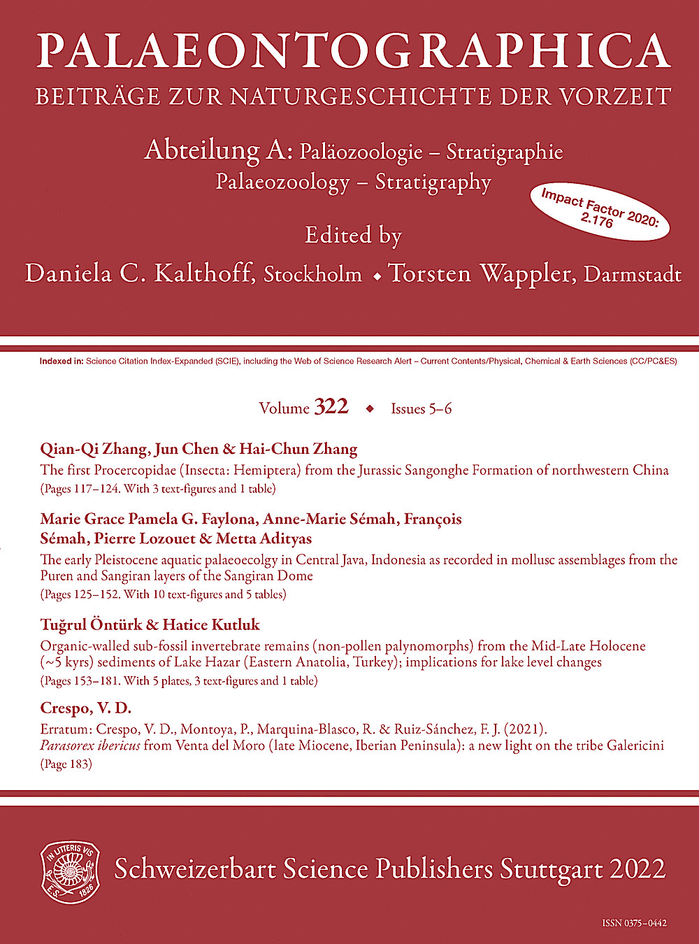Cover image of: Palaeontographica Abteilung A Band 322 Lieferung 5-6