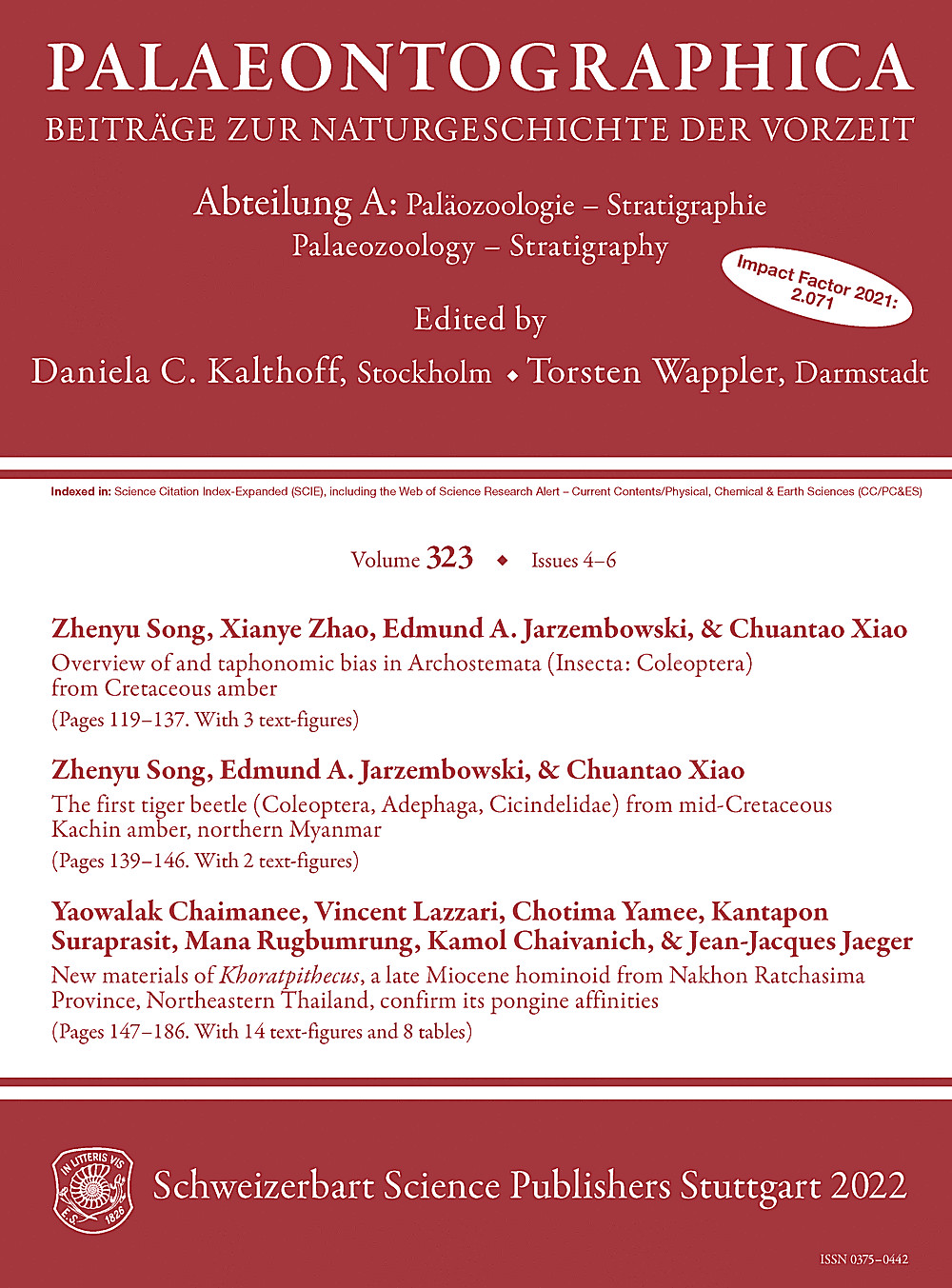 Cover image of: Palaeontographica Abteilung A Band 323 Lieferung 4-6