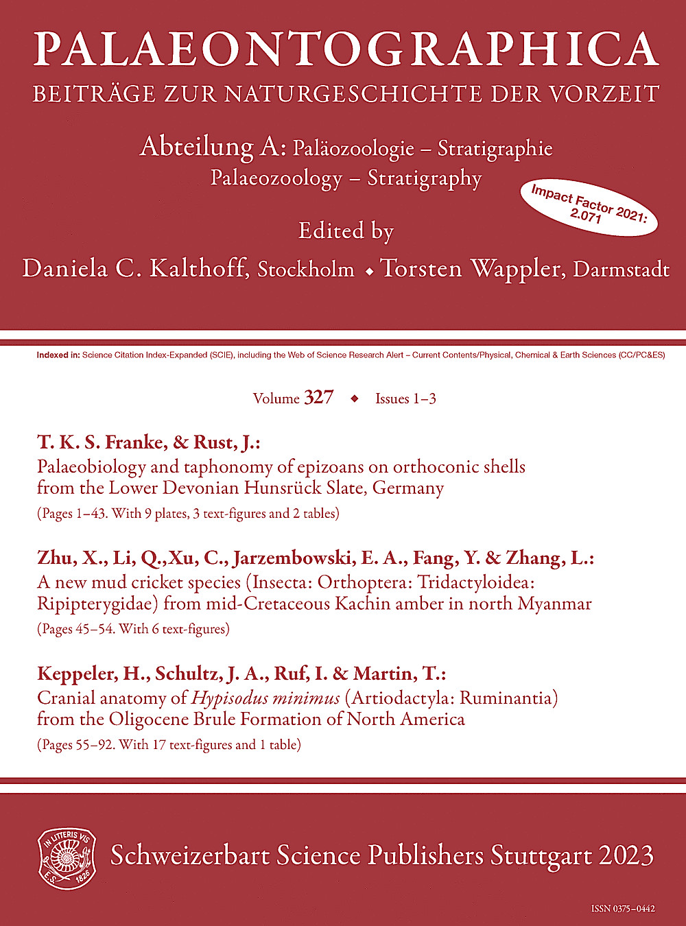 Cover image of: Palaeontographica Abteilung A Band 327 Lieferung 4-6