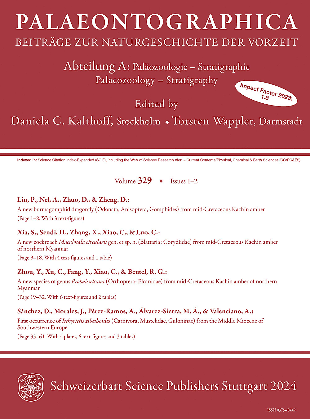 Cover image of: Palaeontographica Abteilung A Band 329 Lieferung 1-2