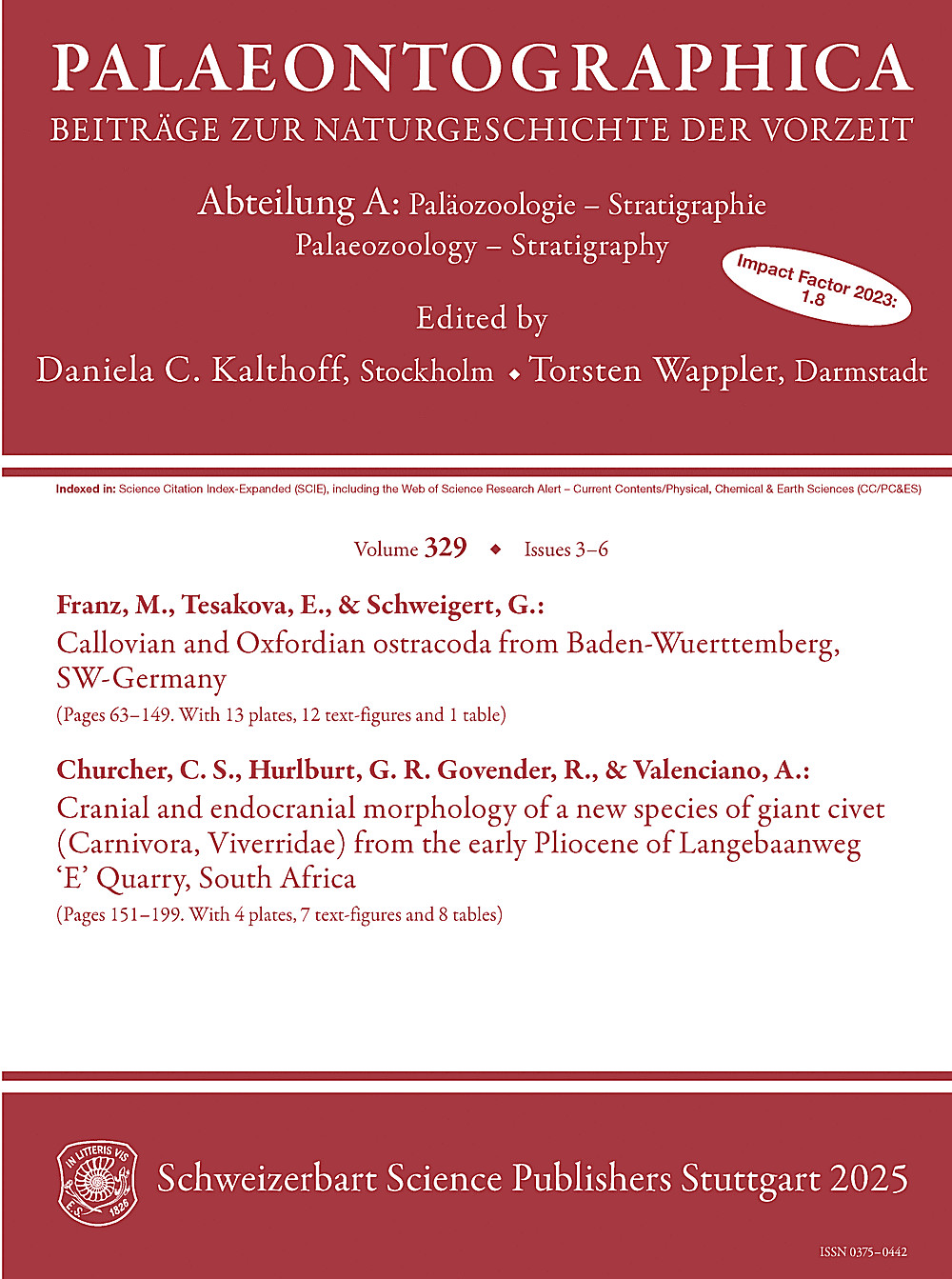Cover image of: Palaeontographica Abteilung A Band 329 Lieferung 3-6