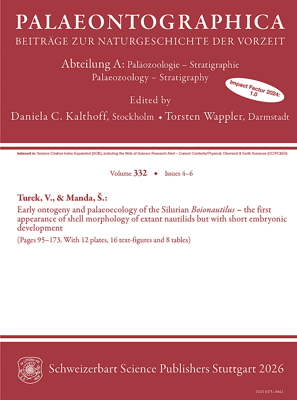 Cover image of: Palaeontographica Abteilung A Band 332 Lieferung 4-6