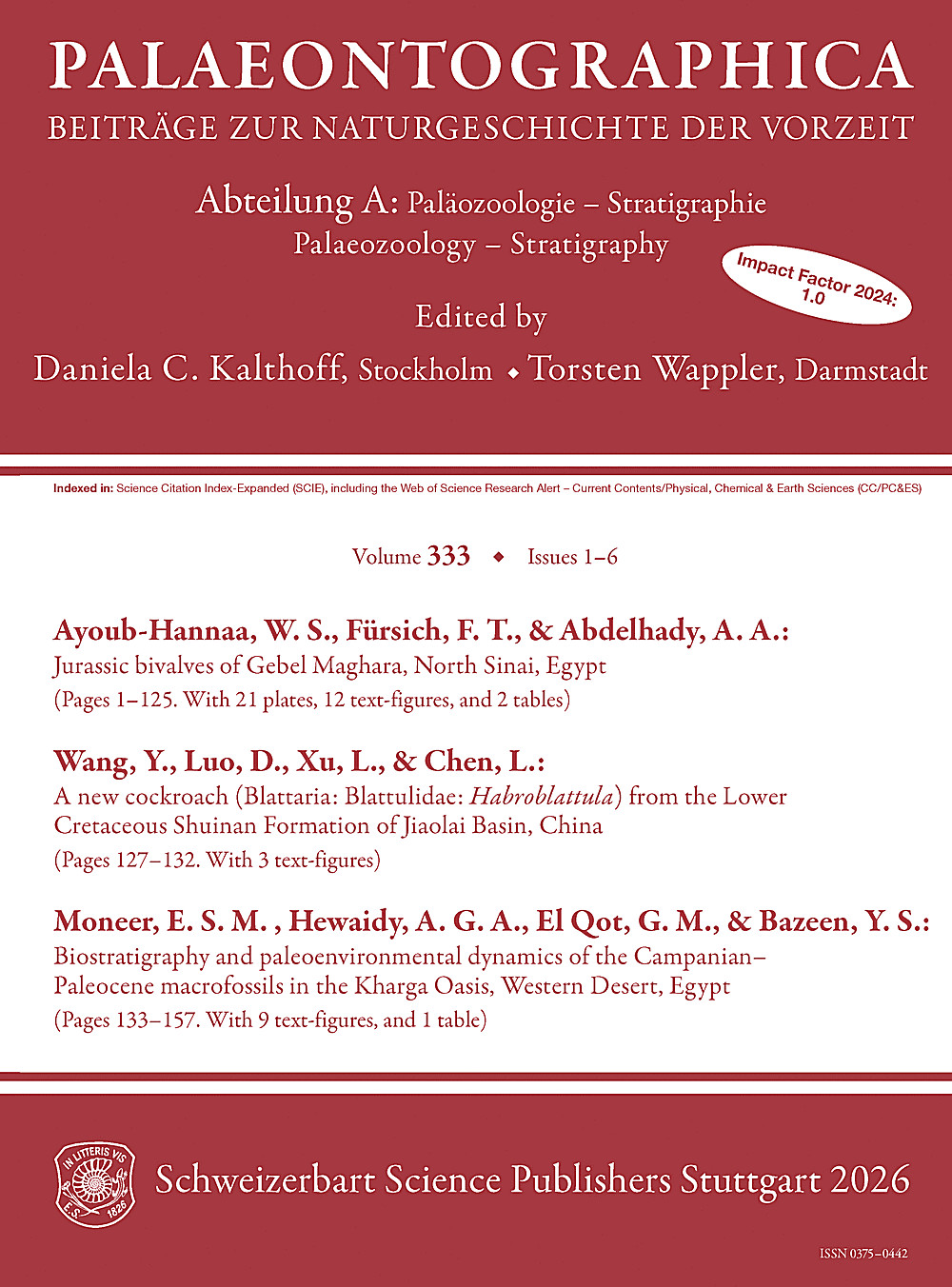 Cover image of: Palaeontographica Abteilung A Band 333 Lieferung 1-6