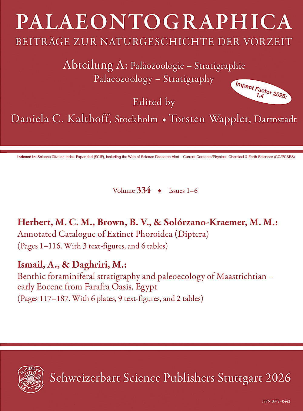 Cover image of: Palaeontographica Abteilung A Band 334 Lieferung 1-6