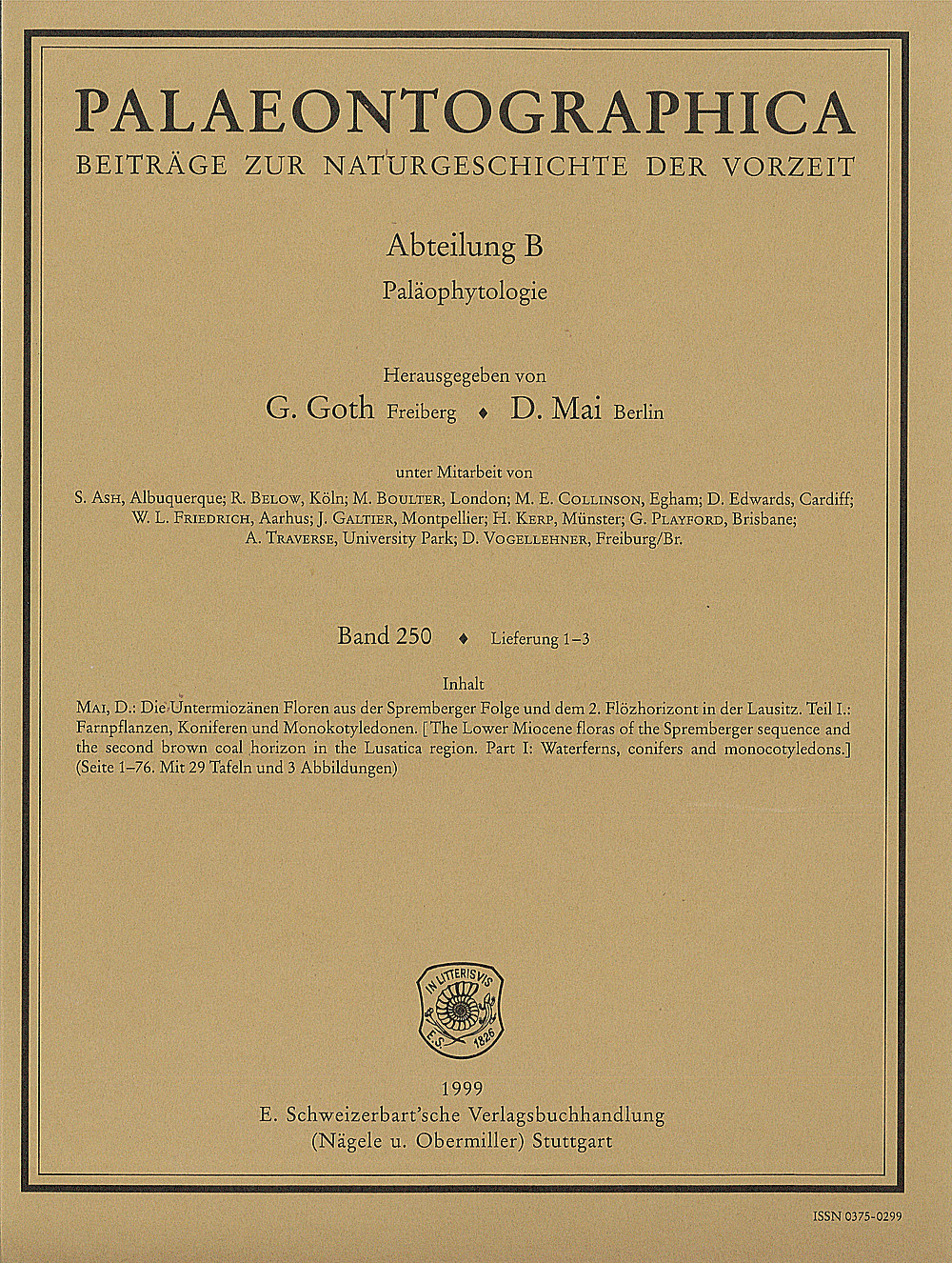Cover image of: Palaeontographica Abteilung B Band 250 Lieferung 1-3