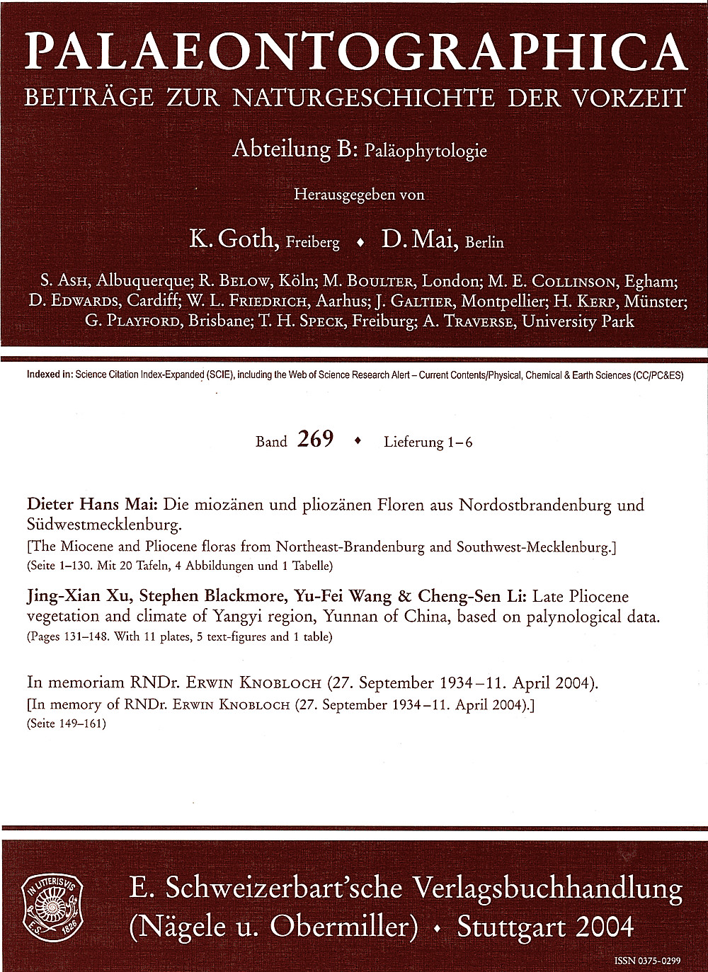 Cover image of: Palaeontographica Abteilung B Band 269 Lieferung 1-6
