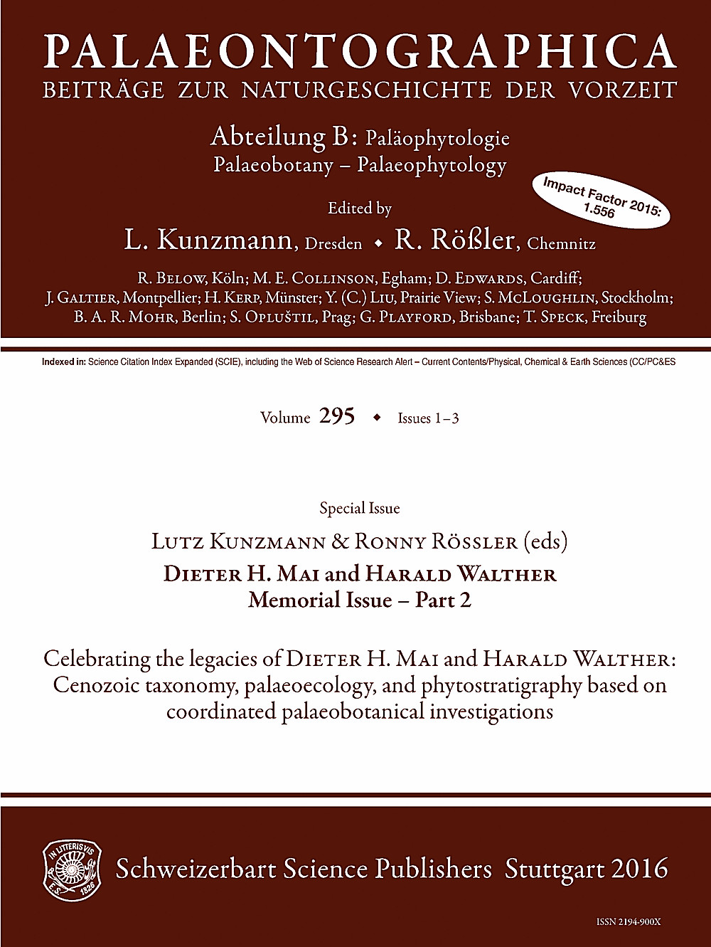 Cover image of: Palaeontographica Abteilung B Volume 295 Issue 1-3