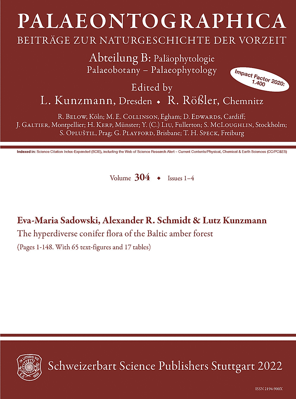 Cover image of: Palaeontographica Abteilung B Volume 304 Issue 1-4