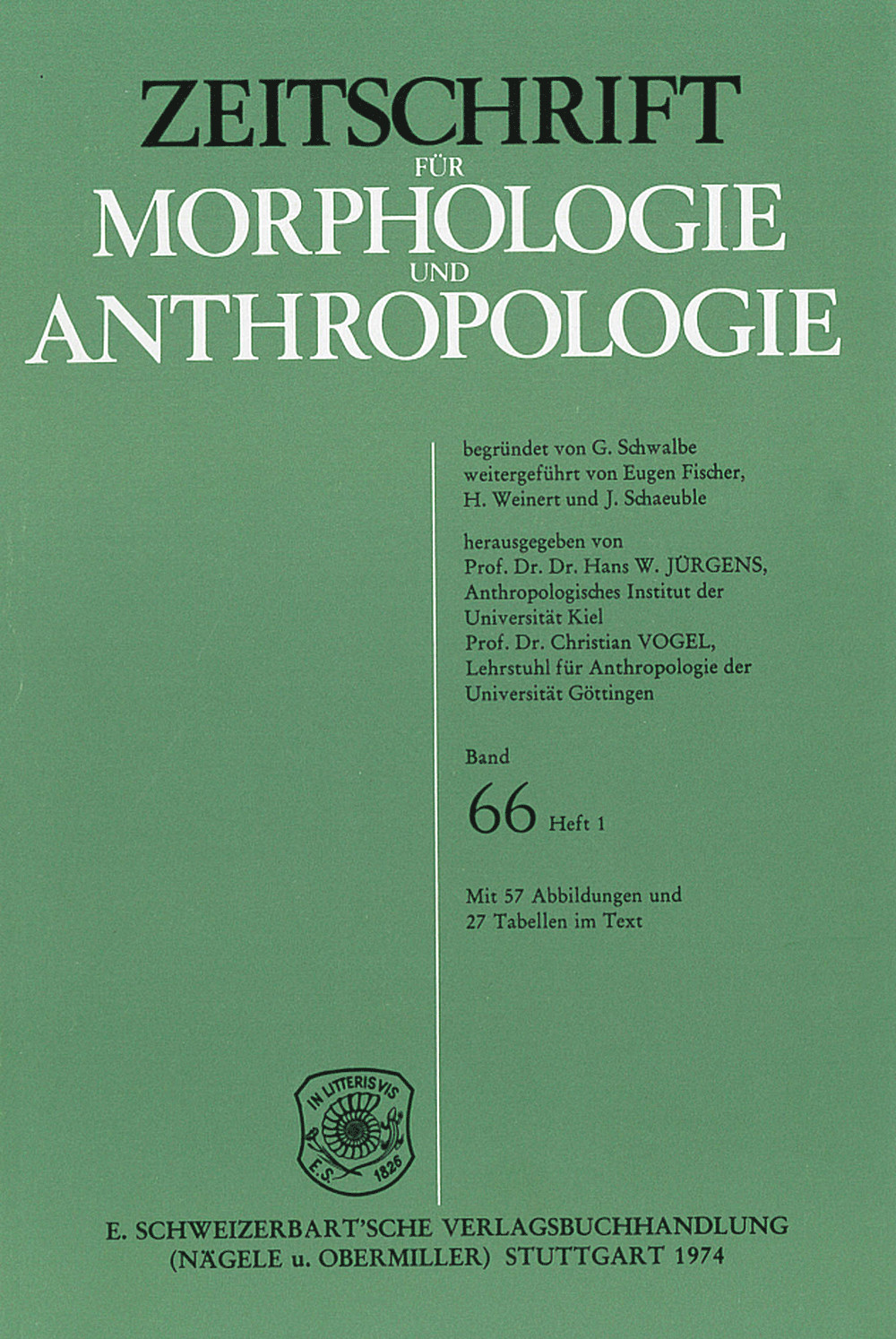 Cover image of: Zeitschrift für Morphologie und Anthropologie Band 66 Heft 1