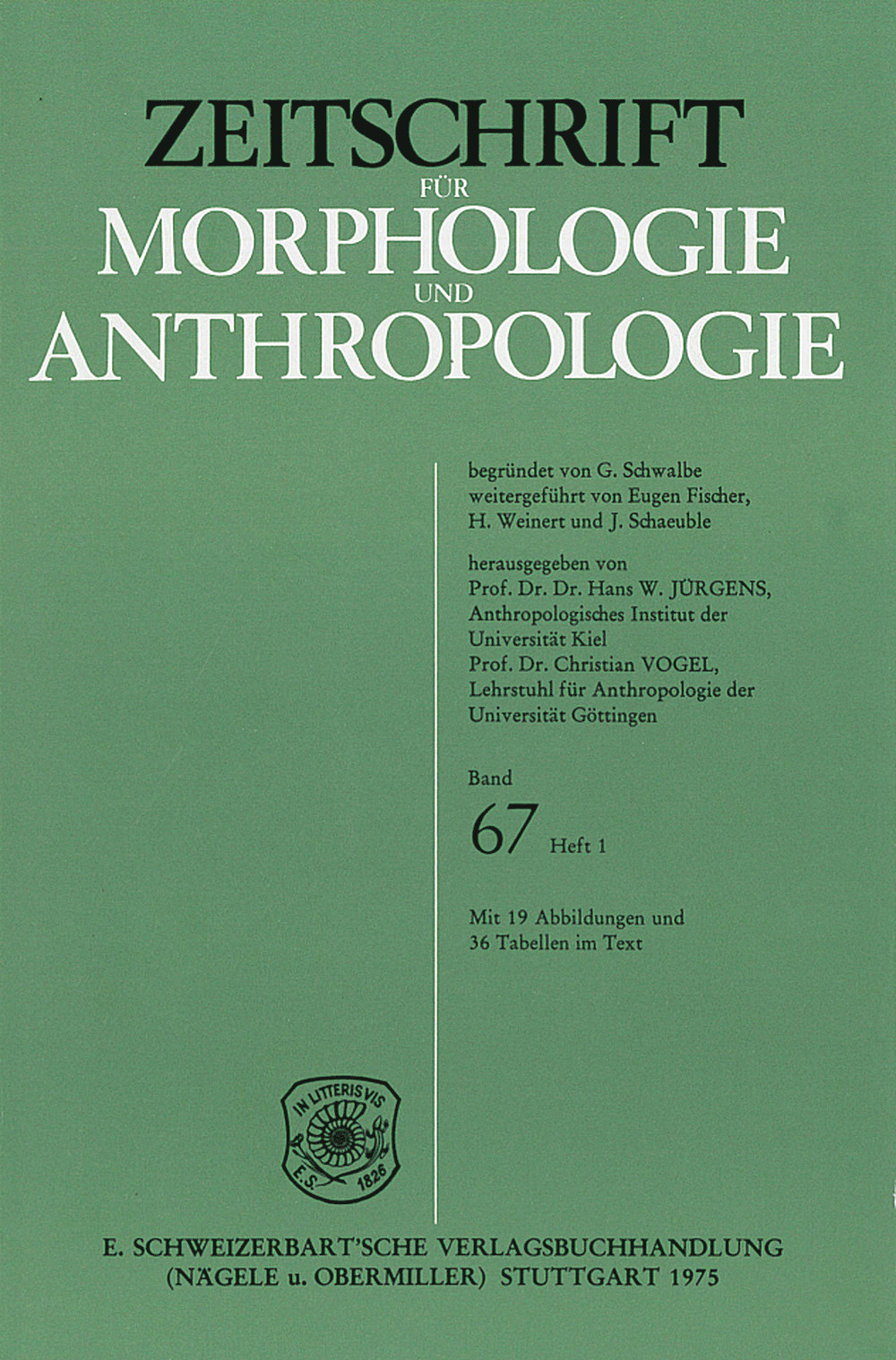 Cover image of: Zeitschrift für Morphologie und Anthropologie Band 67 Heft 1