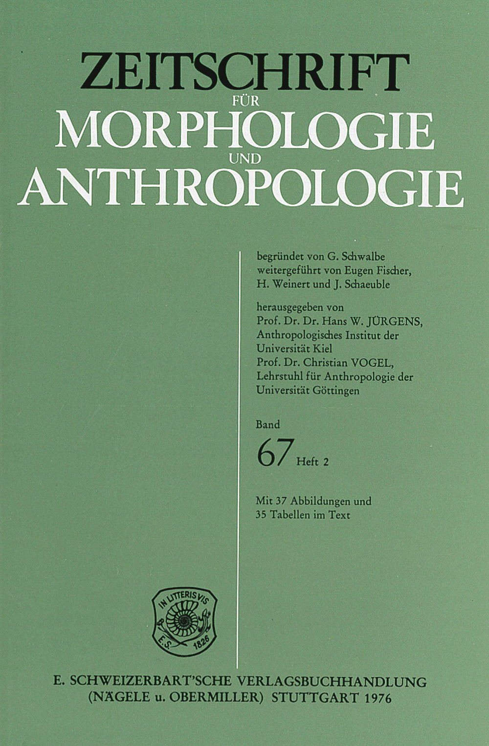 Cover image of: Zeitschrift für Morphologie und Anthropologie Band 67 Heft 2
