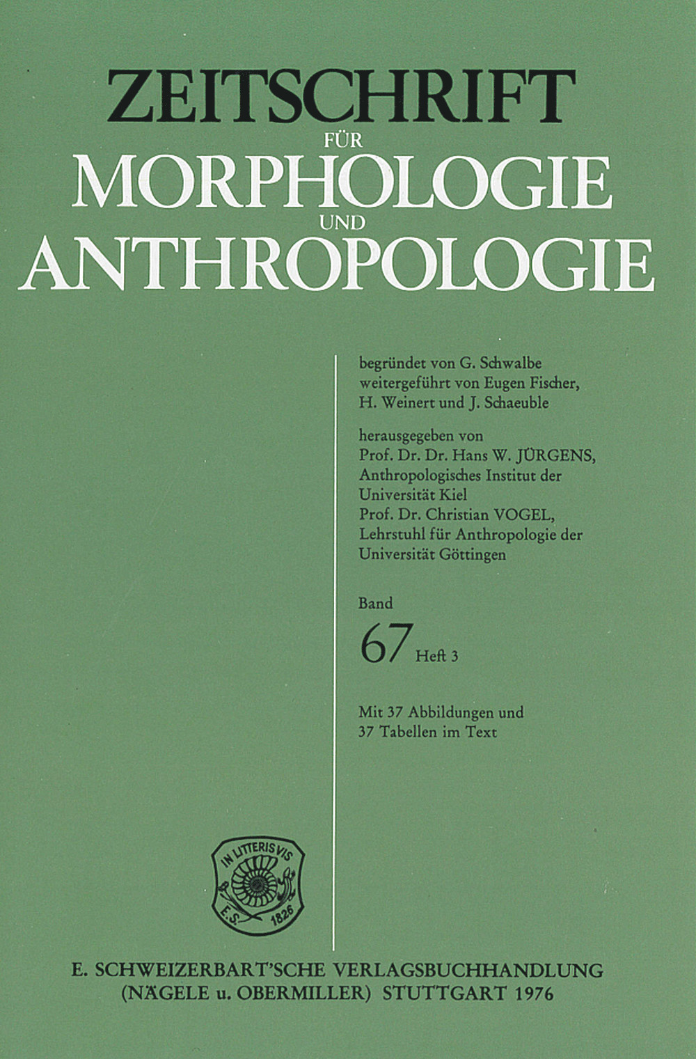 Cover image of: Zeitschrift für Morphologie und Anthropologie Band 67 Heft 3