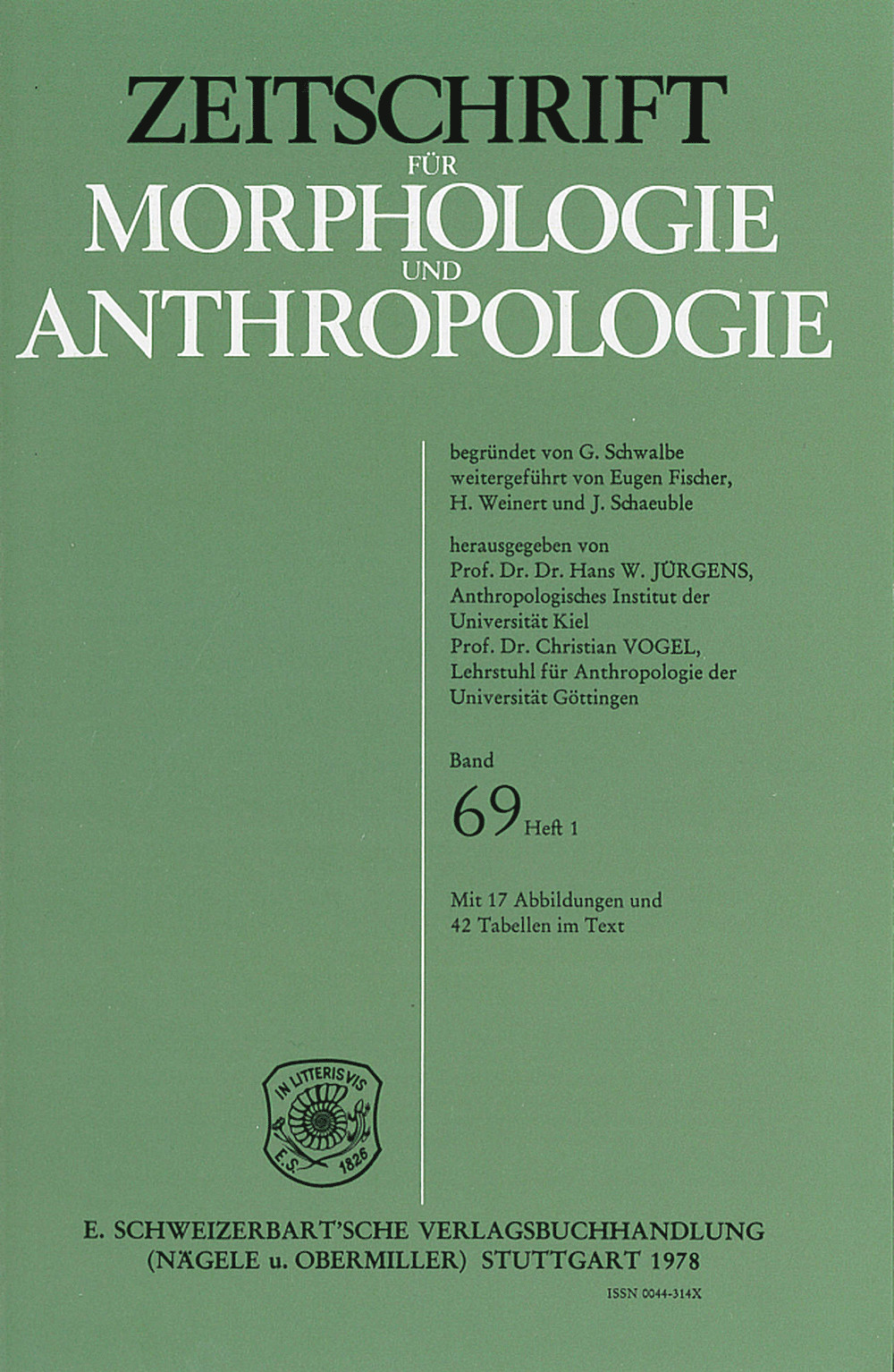 Image de couverture de: Zeitschrift für Morphologie und Anthropologie Band 69 Heft 1