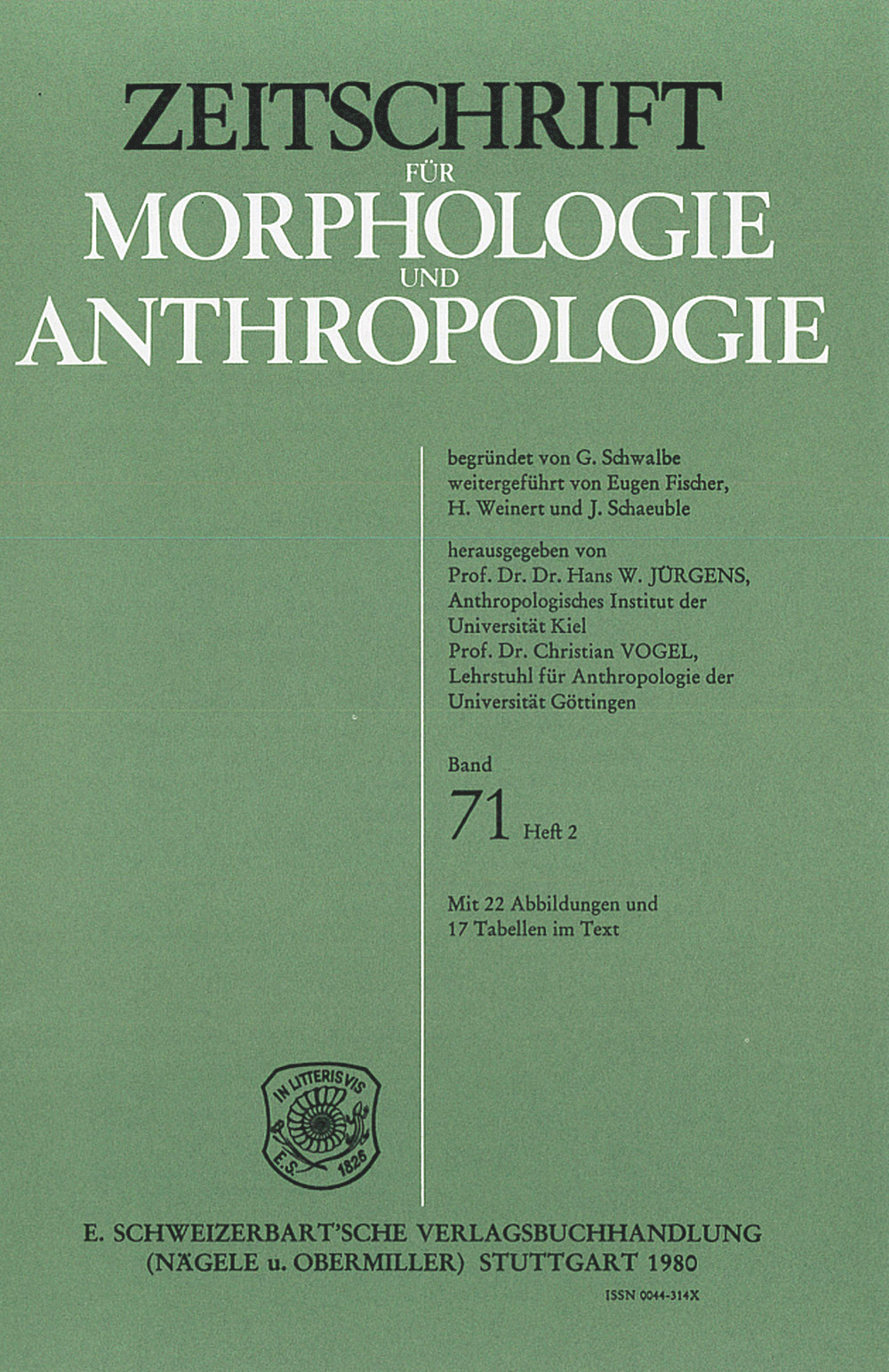 Cover image of: Zeitschrift für Morphologie und Anthropologie Band 71 Heft 2