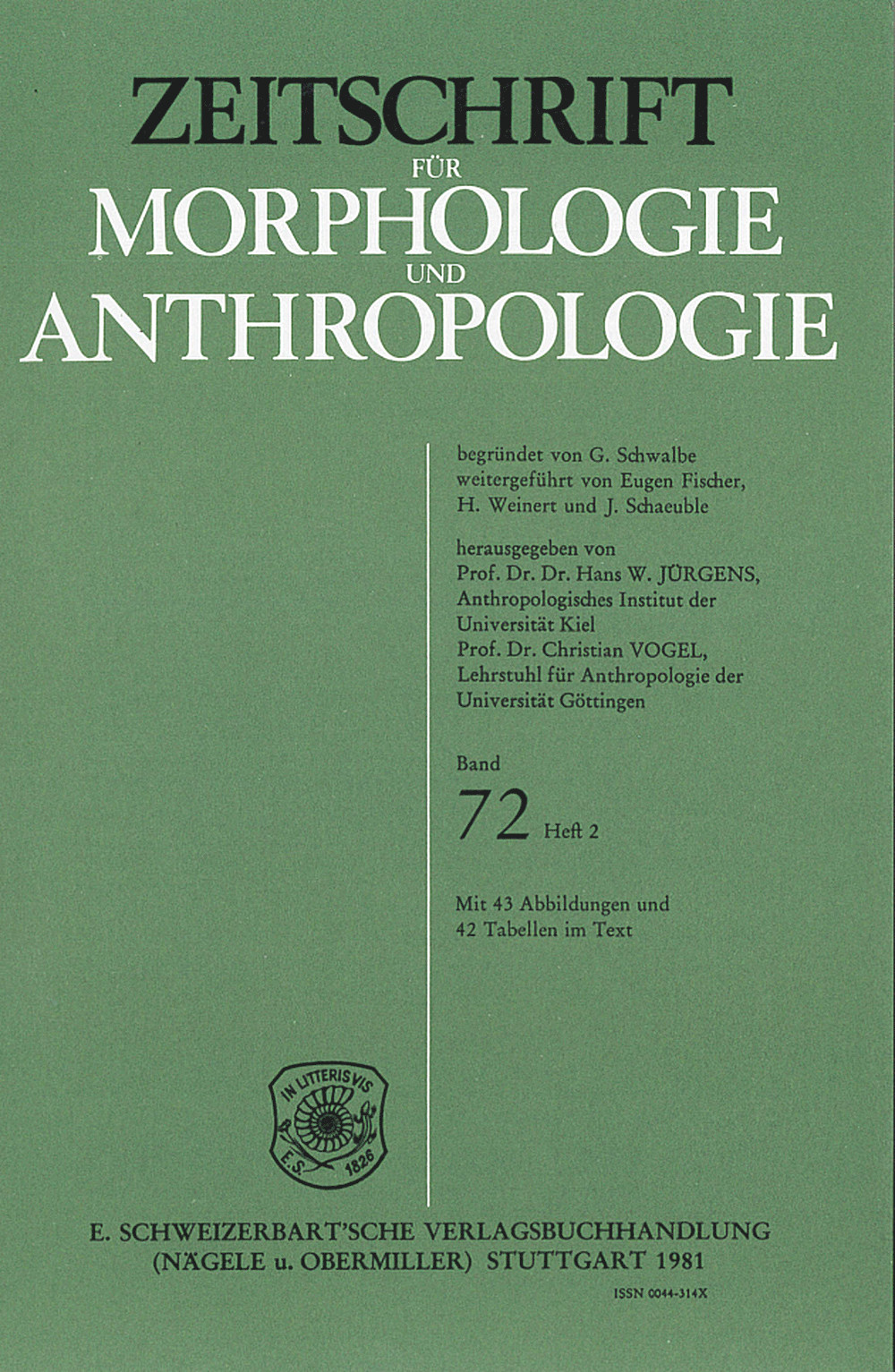 Cover image of: Zeitschrift für Morphologie und Anthropologie Band 72 Heft 2