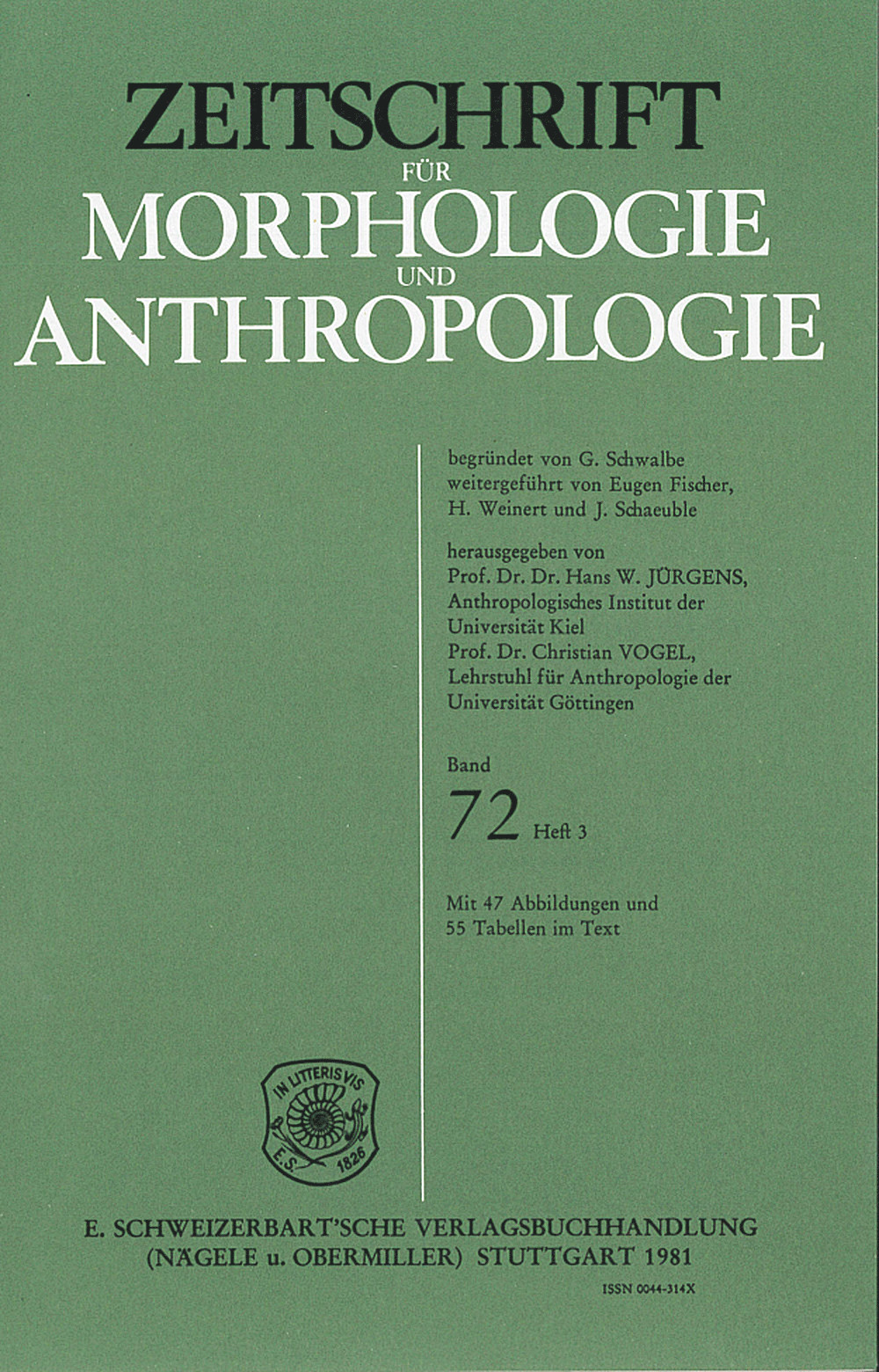 Cover image of: Zeitschrift für Morphologie und Anthropologie Band 72 Heft 3