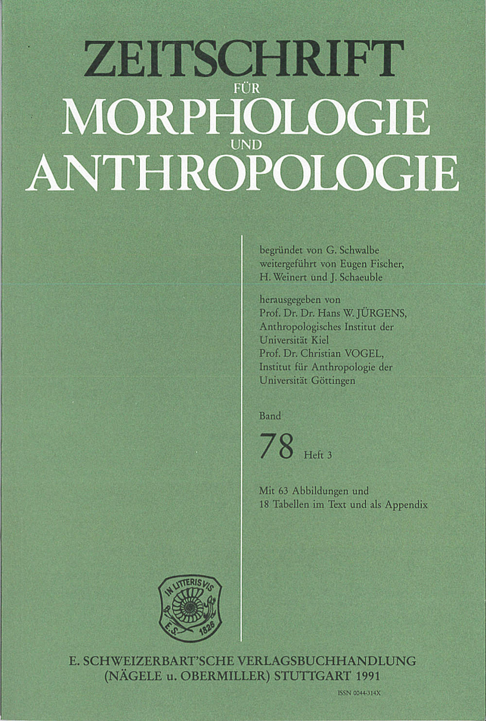 Cover image of: Zeitschrift für Morphologie und Anthropologie Band 78 Heft 3