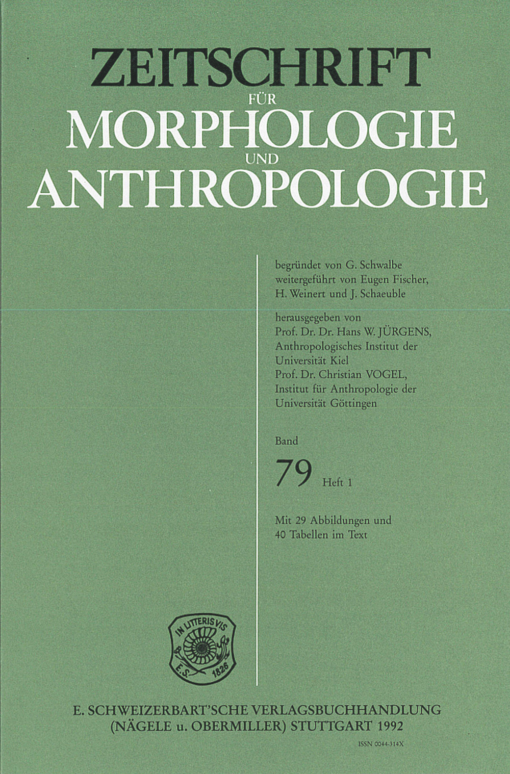Image de couverture de: Zeitschrift für Morphologie und Anthropologie Band 79 Heft 1
