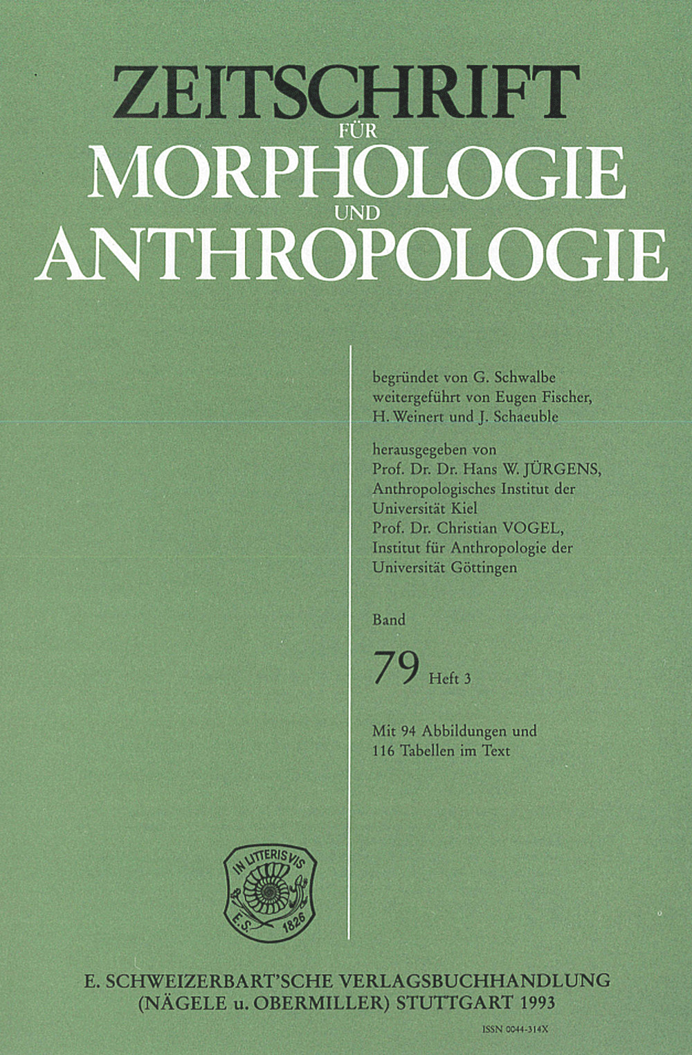 Image de couverture de: Zeitschrift für Morphologie und Anthropologie Band 79 Heft 3