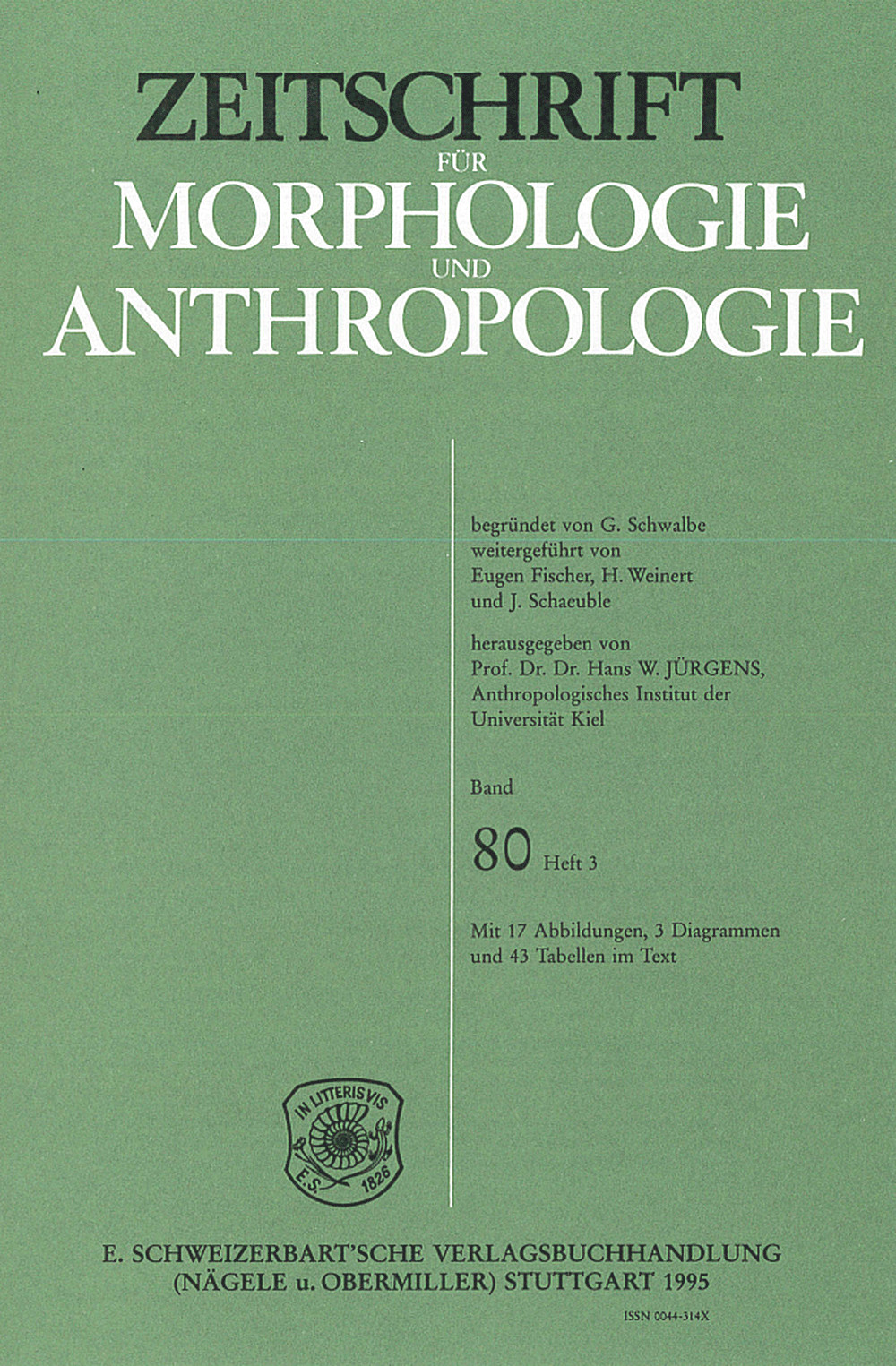 Cover image of: Zeitschrift für Morphologie und Anthropologie Band 80 Heft 3