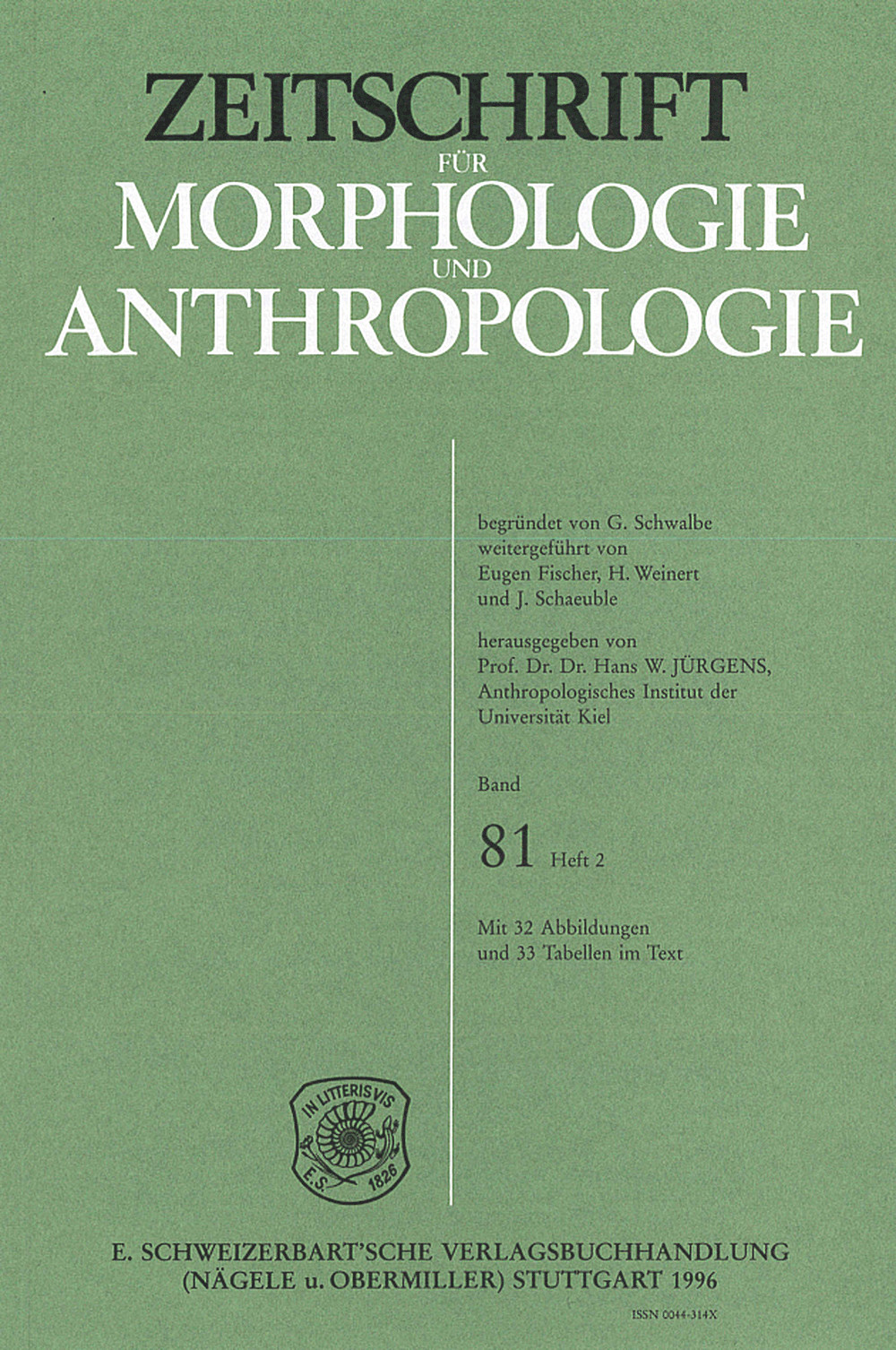 Cover image of: Zeitschrift für Morphologie und Anthropologie Band 81 Heft 2