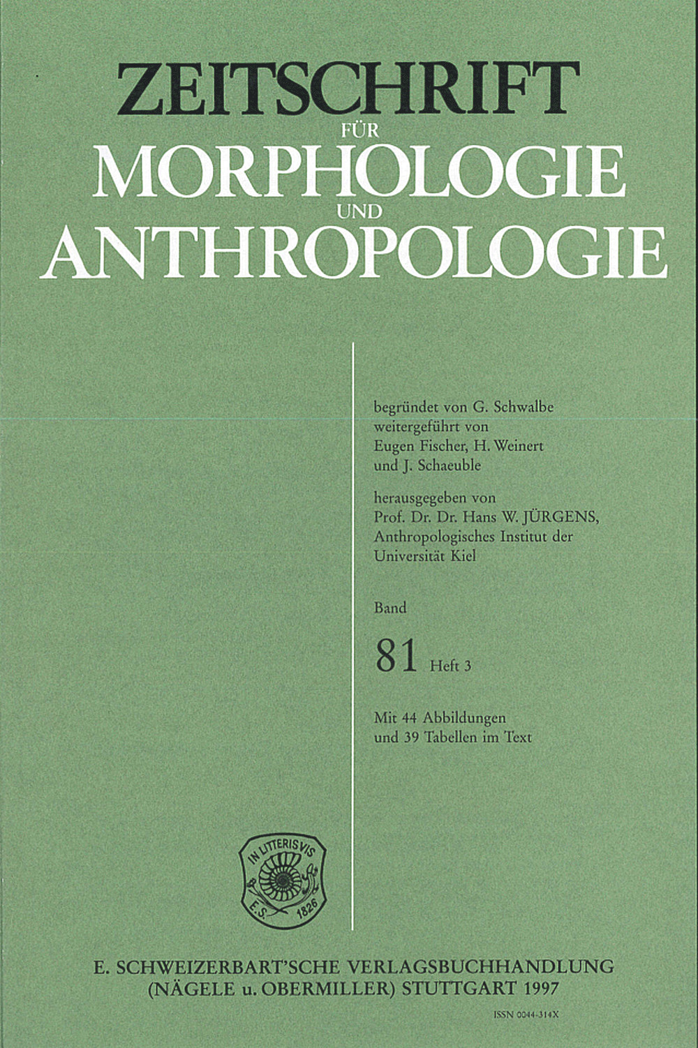 Cover image of: Zeitschrift für Morphologie und Anthropologie Band 81 Heft 3