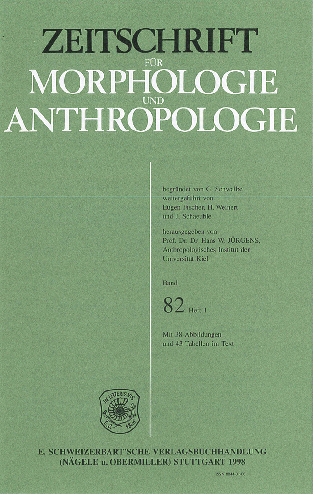 Cover image of: Zeitschrift für Morphologie und Anthropologie Band 82 Heft 1
