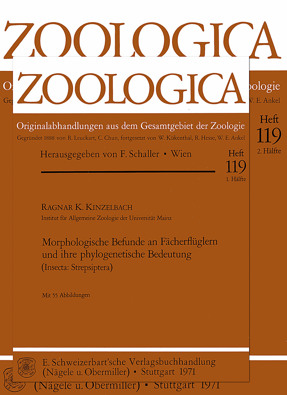 Image de couverture de: Ragnar Kinzelbach - Morphologische Befunde an Fächerflüglern und ihre 
phylogenetische Bedeutung (Insecta: Strepsiptera) 2 Teile