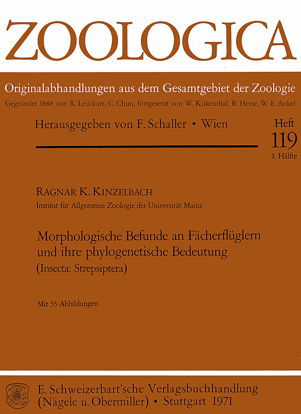 Cover image of: Ragnar Kinzelbach - Morphologische Befunde an Fächerflüglern und ihre phylogenetische Bedeutung (Insecta: Strepsiptera). 1. Hälfte 