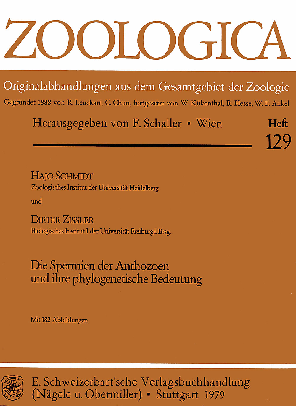 Cover image of: Hajo Schmidt; Dieter Zissler - Die Spermien der Anthozoen und ihre phylogenetische 
Bedeutung 
