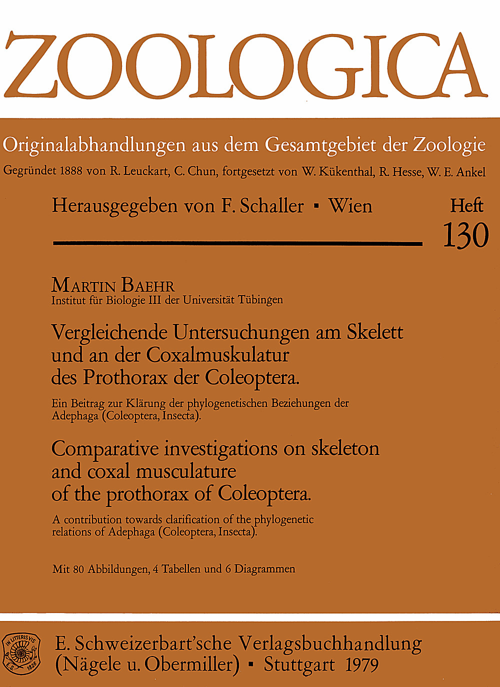 Cover image of: Martin Baehr - Vergleichende Untersuchungen am Skelett und an der 
Coxalmuskulatur des Prothorax der Coleoptera Ein Beitrag zur Klärung der phylogenetischen Beziehungen
der Adephaga (Coleoptera, Insecta)
