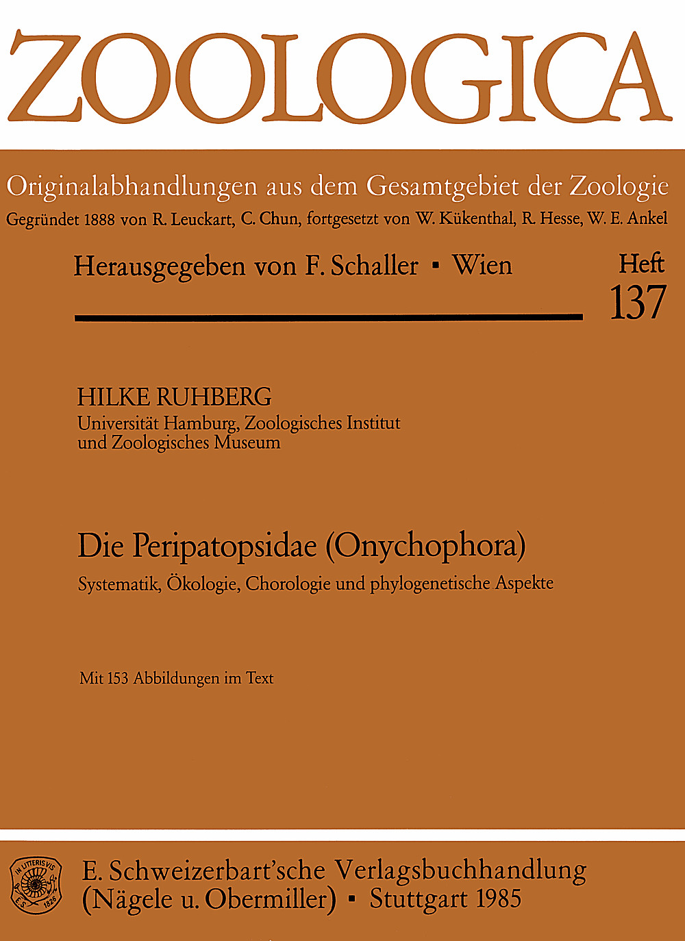 Umschlagbild des Buches: Hilke Ruhberg - Die Peripatopsidae (Onychophora). Systematik, Ökologie, Chorologie und Phylogenetische
Aspekte