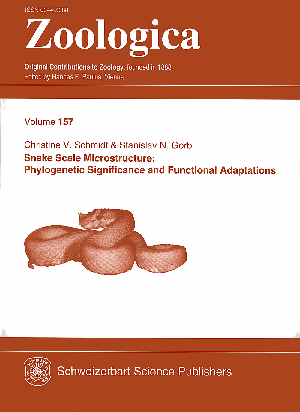 Umschlagbild des Buches: Christine V. Schmidt; Stanislav N. Gorb - Snake Scale Microstructure: Phylogenetic Significance and Functional Adaptations
