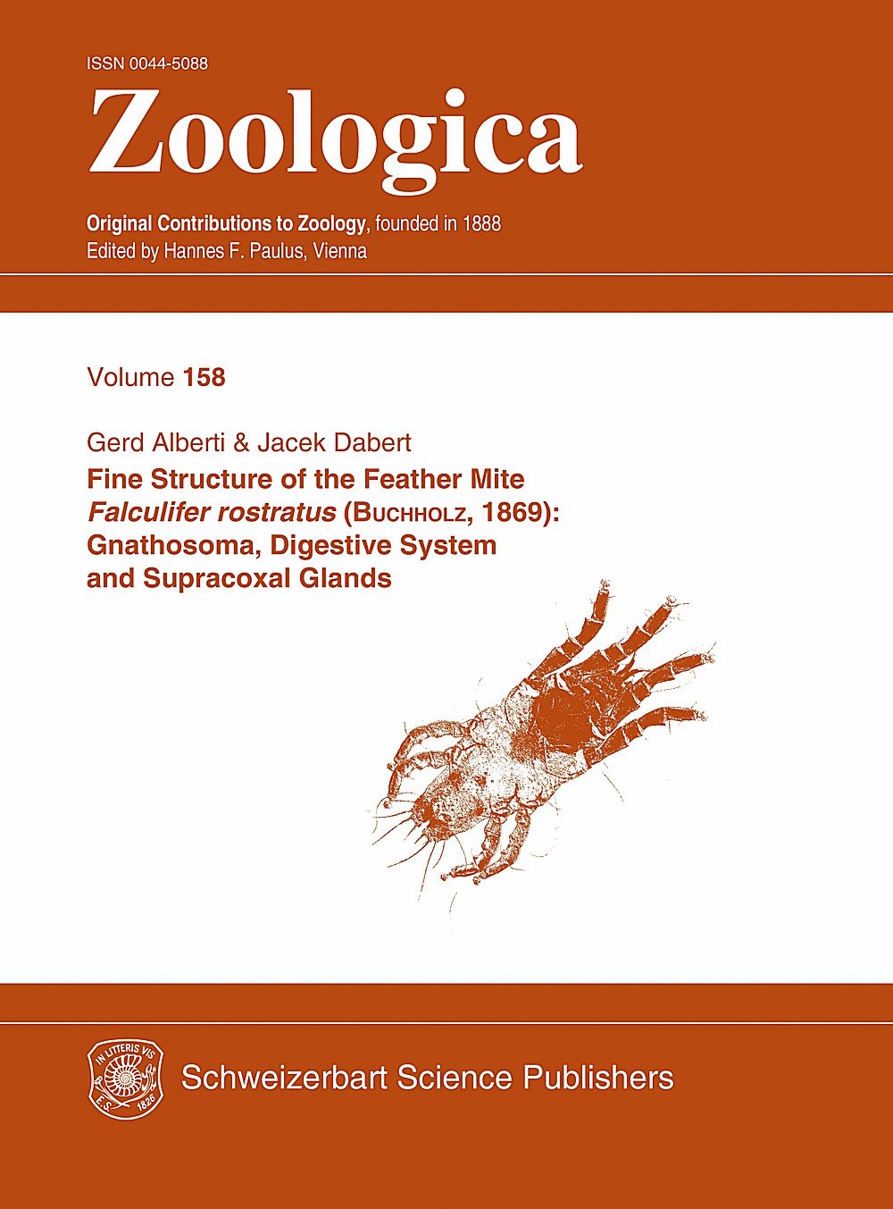 Cover image of: Gerd Alberti; Jacek Dabert - Fine Structure of the Feather  Mite <i>Falculifer rostratus</i> (Buchholz 1869) Gnathosoma, Digestive System and Supracoxal Glands