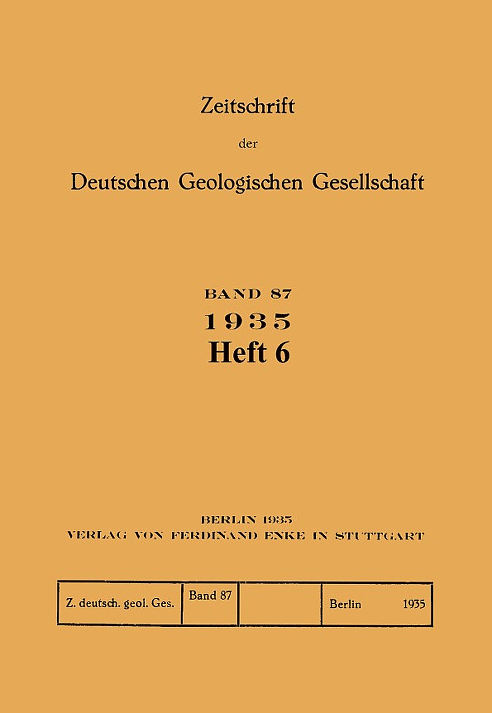 Umschlagbild des Buches: Zeitschrift der Deutschen Geologischen Gesellschaft Band 87 Heft 6