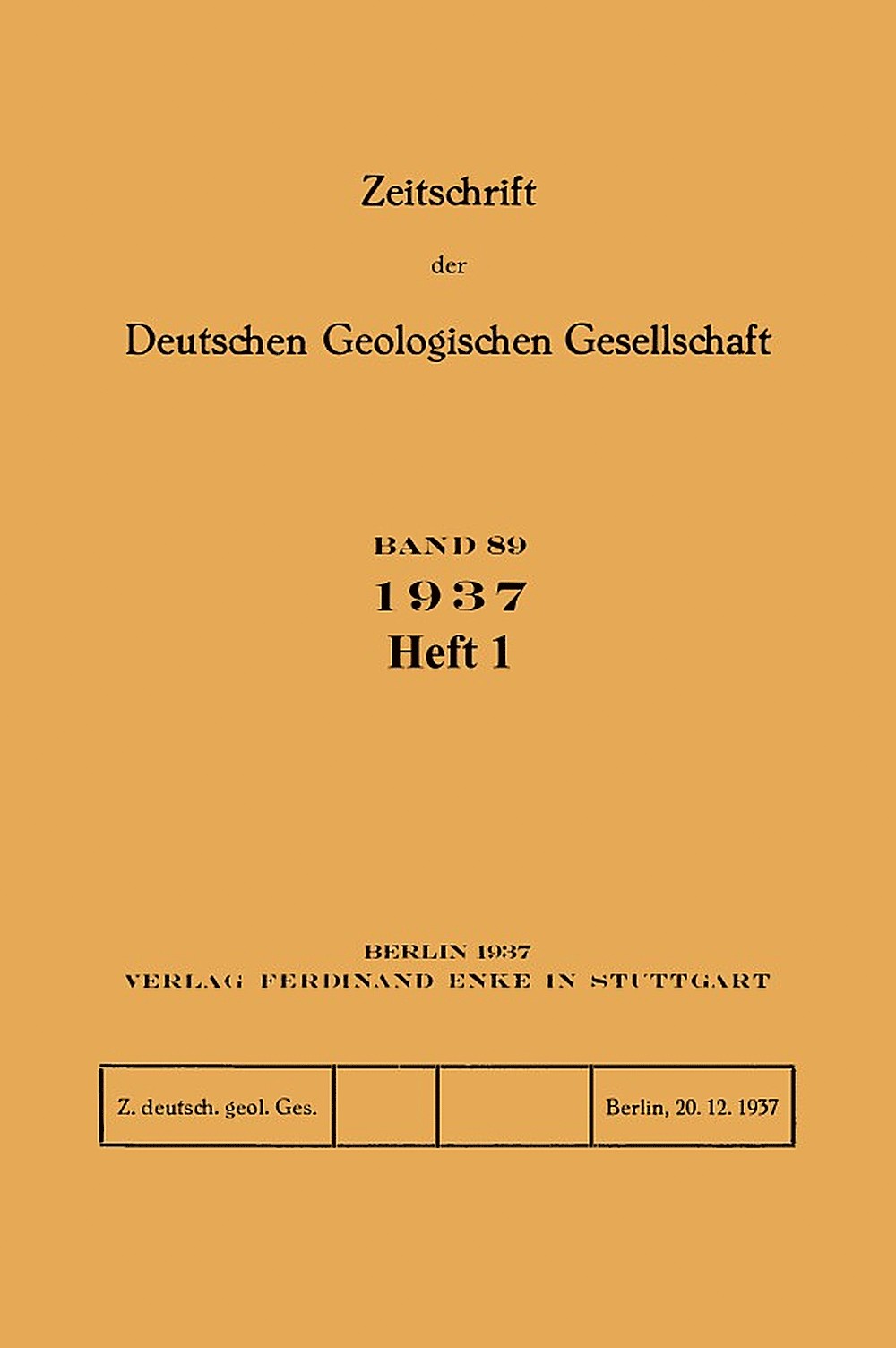 Image de couverture de: Zeitschrift der Deutschen Geologischen Gesellschaft Band 89 Heft 1