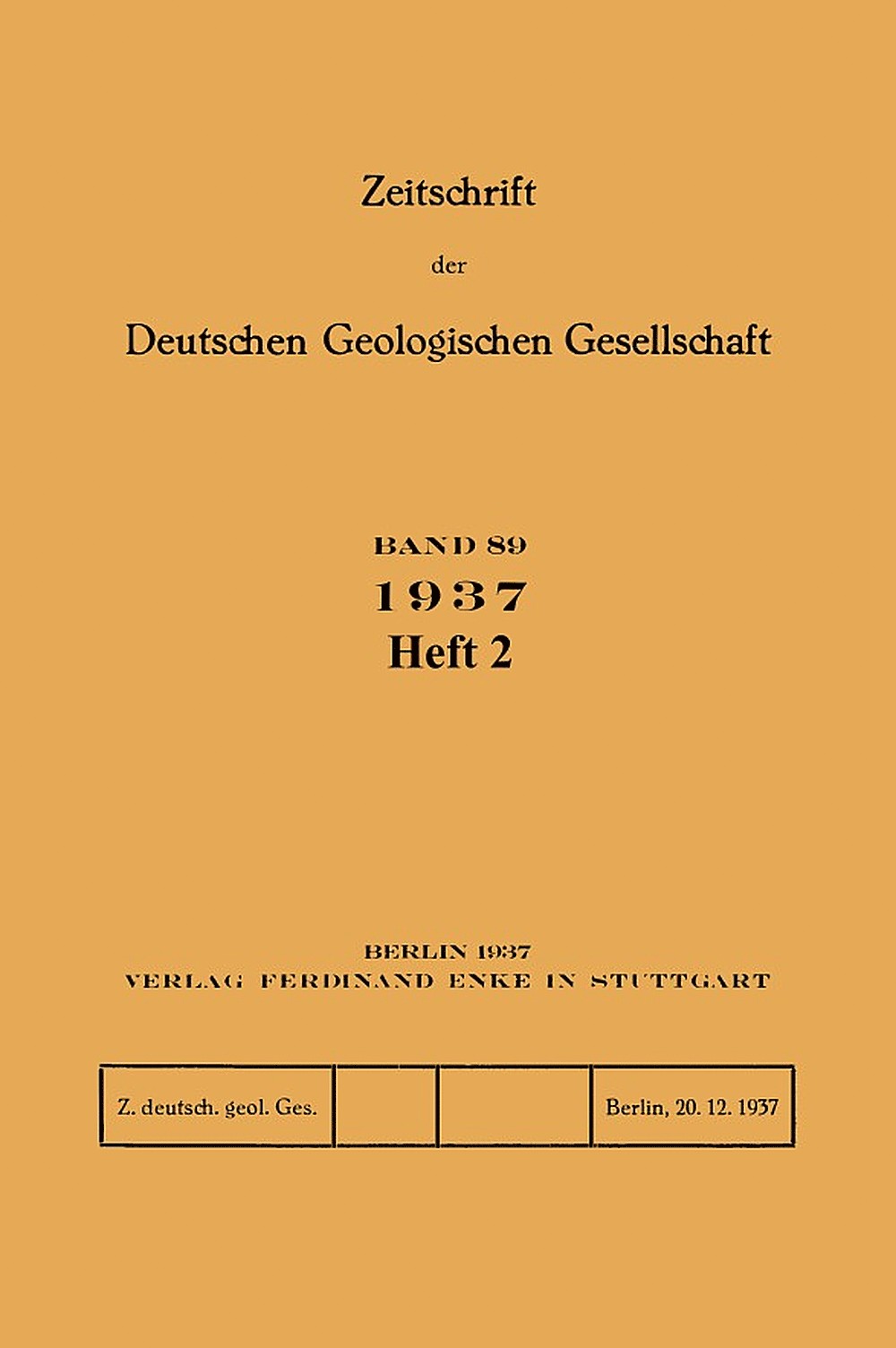 Image de couverture de: Zeitschrift der Deutschen Geologischen Gesellschaft Band 89 Heft 2