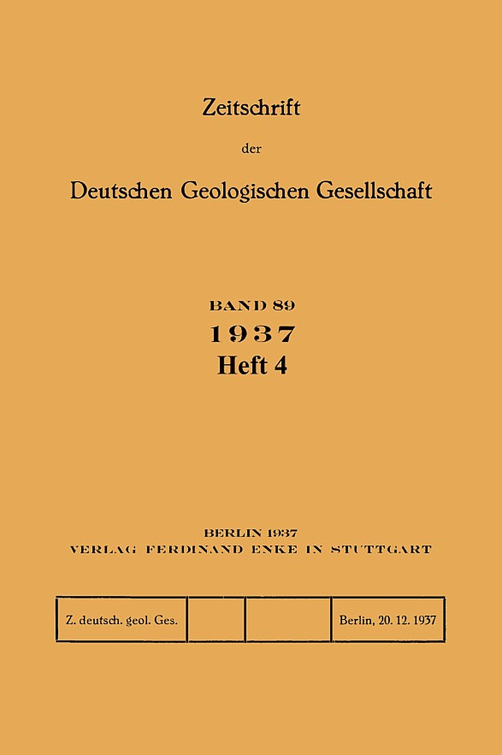 Image de couverture de: Zeitschrift der Deutschen Geologischen Gesellschaft Band 89 Heft 4