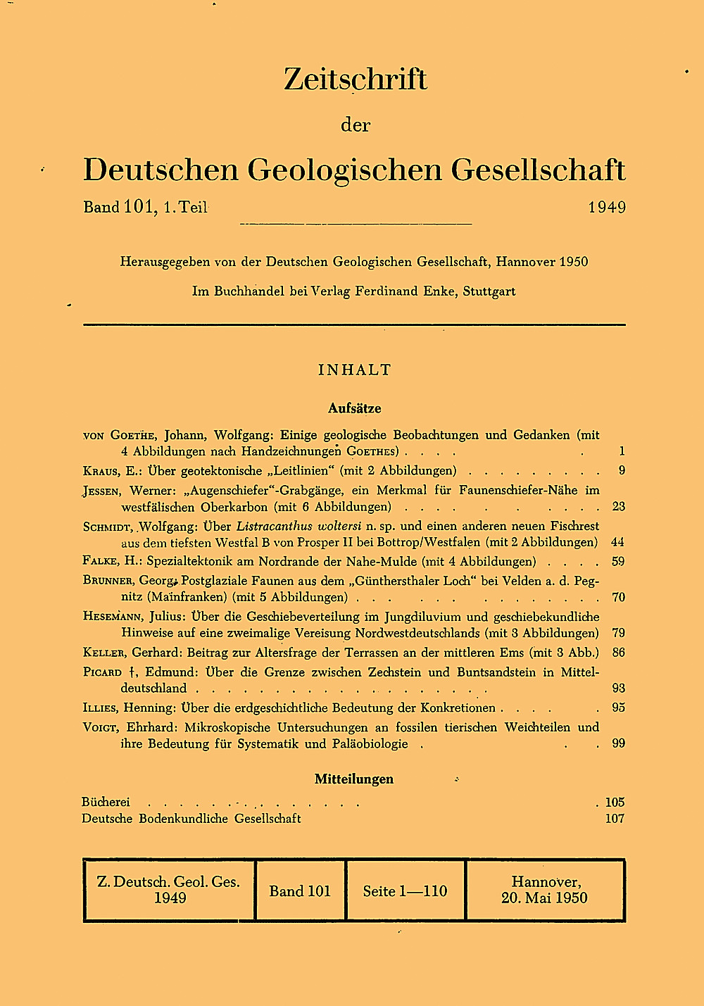 Cover image of: Zeitschrift der Deutschen Geologischen Gesellschaft Band 101 Heft 1