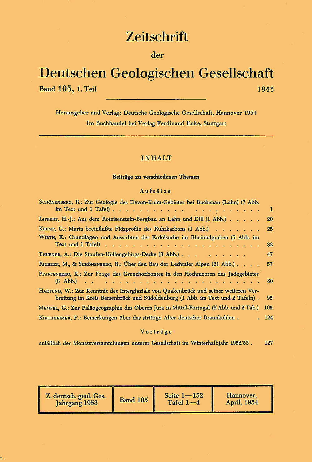 Cover image of: Zeitschrift der Deutschen Geologischen Gesellschaft Band 105 Heft 1