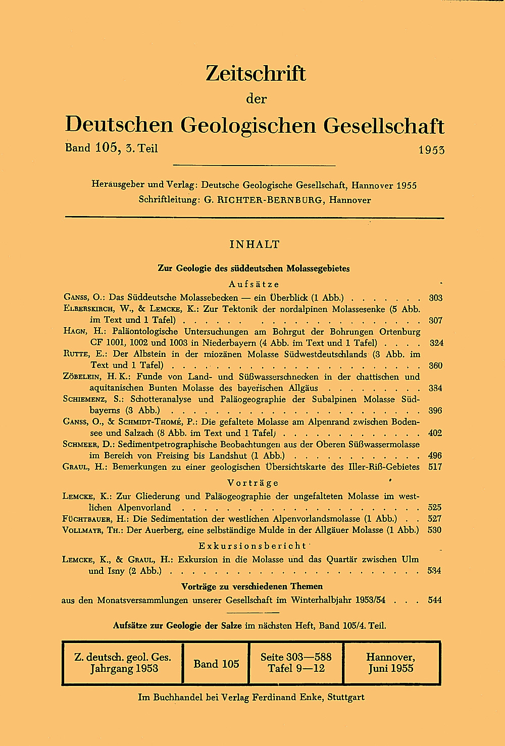Cover image of: Zeitschrift der Deutschen Geologischen Gesellschaft Band 105 Heft 3