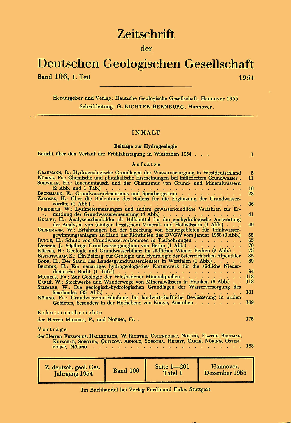 Cover image of: Zeitschrift der Deutschen Geologischen Gesellschaft Band 106 Heft 1