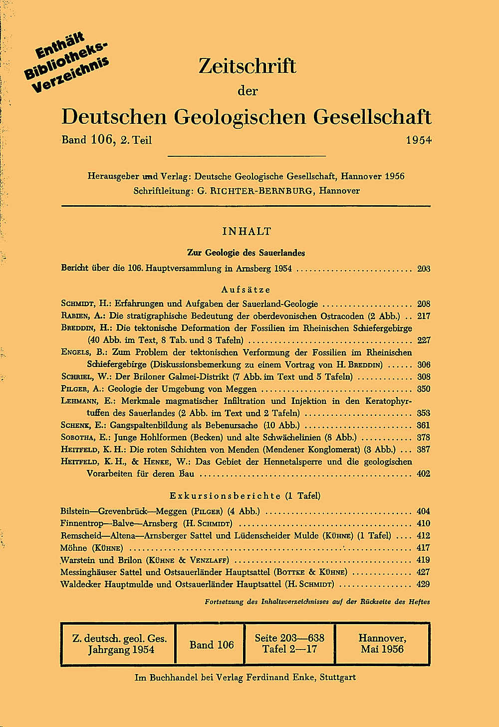 Cover image of: Zeitschrift der Deutschen Geologischen Gesellschaft Band 106 Heft 2
