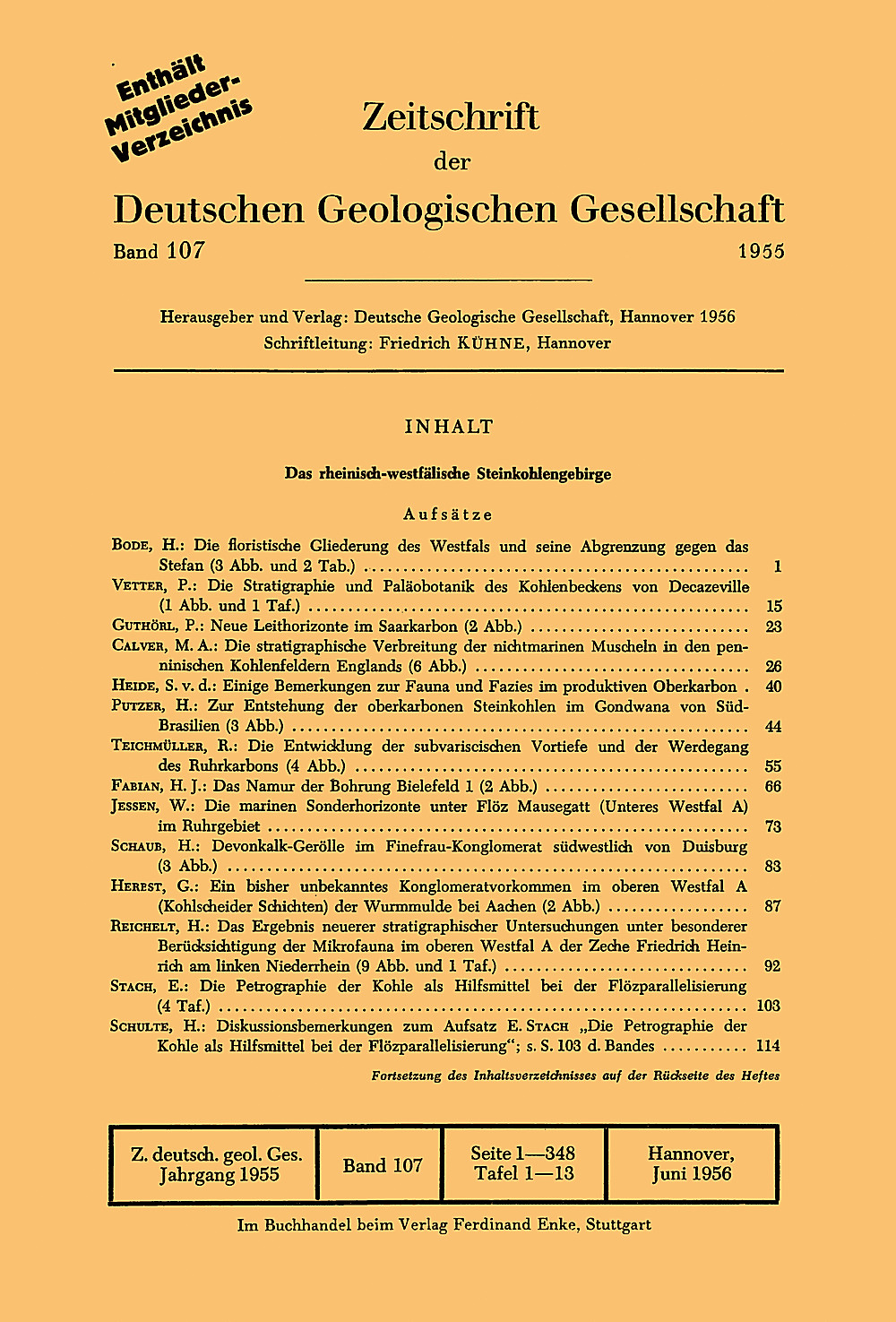 Image de couverture de: Zeitschrift der Deutschen Geologischen Gesellschaft Band 107