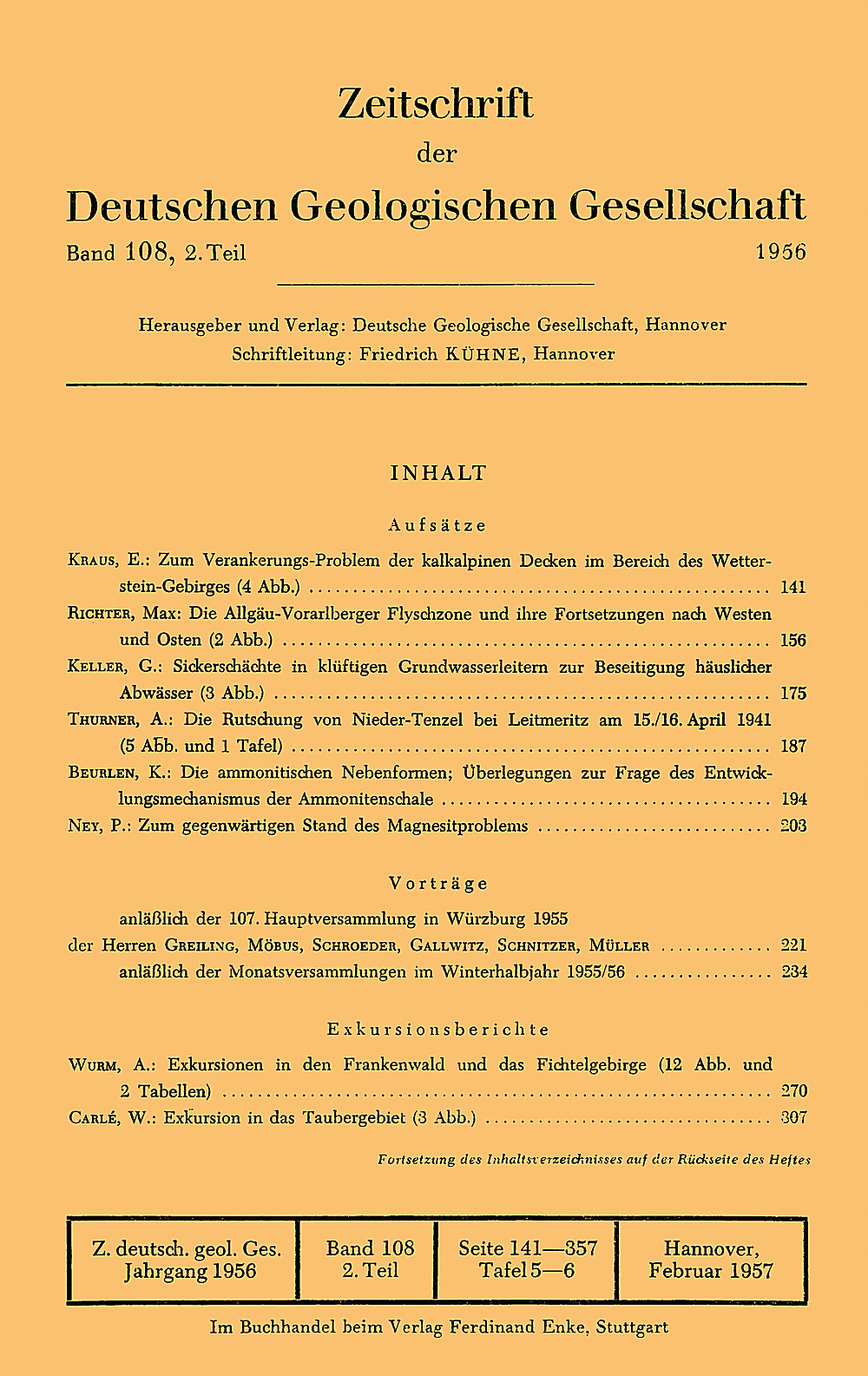 Image de couverture de: Zeitschrift der Deutschen Geologischen Gesellschaft Band 108 Heft 2