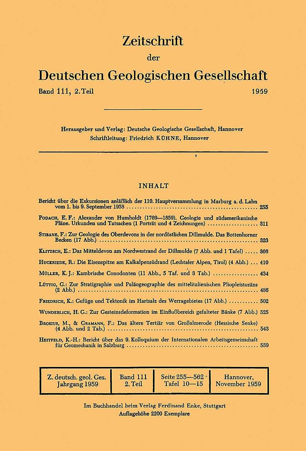 Cover image of: Zeitschrift der Deutschen Geologischen Gesellschaft Band 111 Heft 2