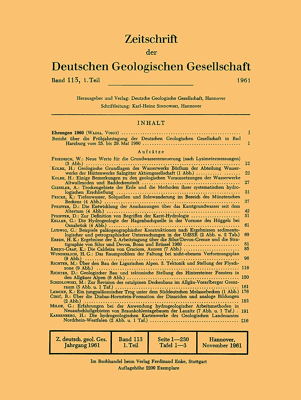 Image de couverture de: Zeitschrift der Deutschen Geologischen Gesellschaft Band 113 Heft 1
