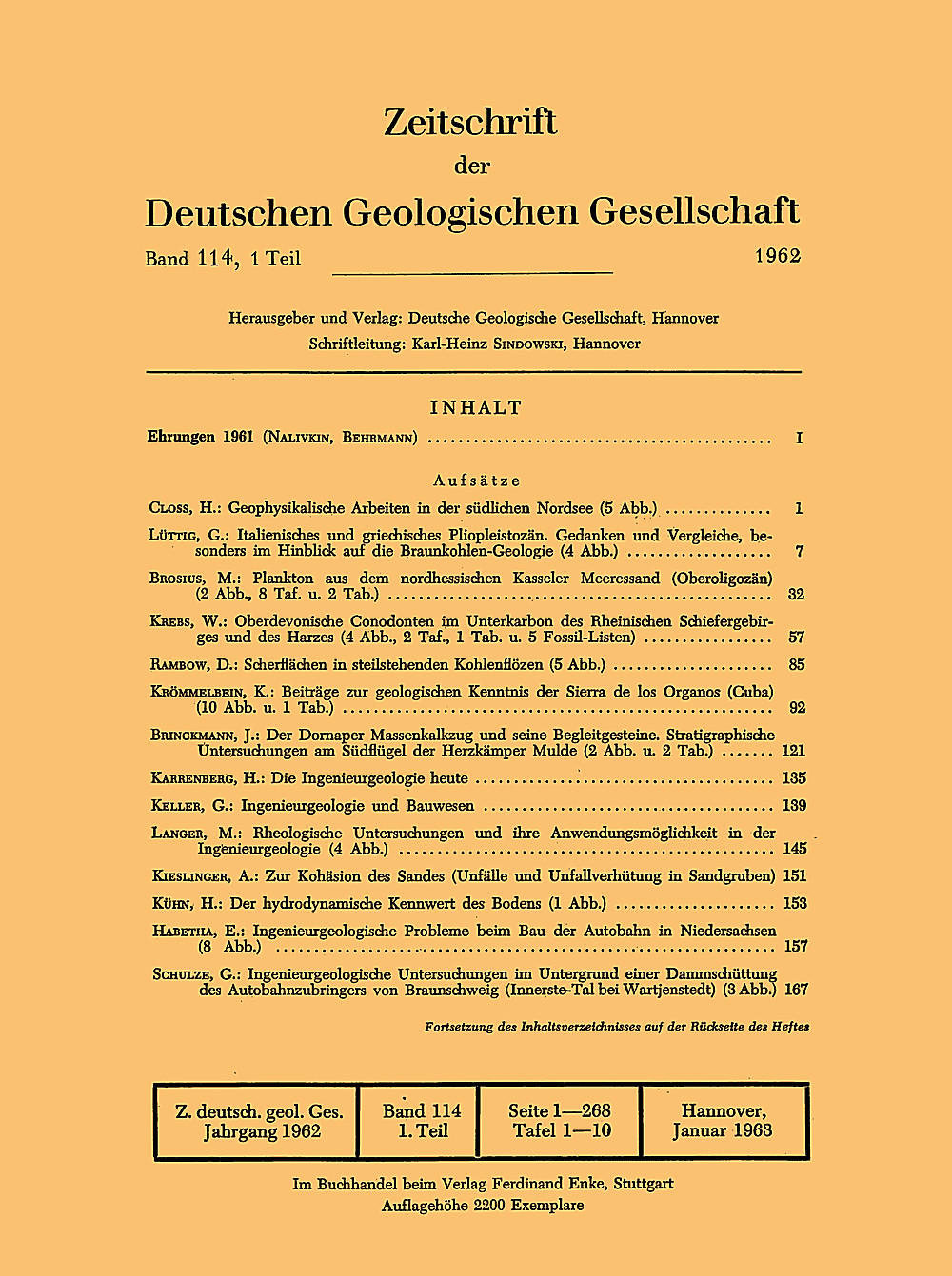 Image de couverture de: Zeitschrift der Deutschen Geologischen Gesellschaft Band 114 Heft 1