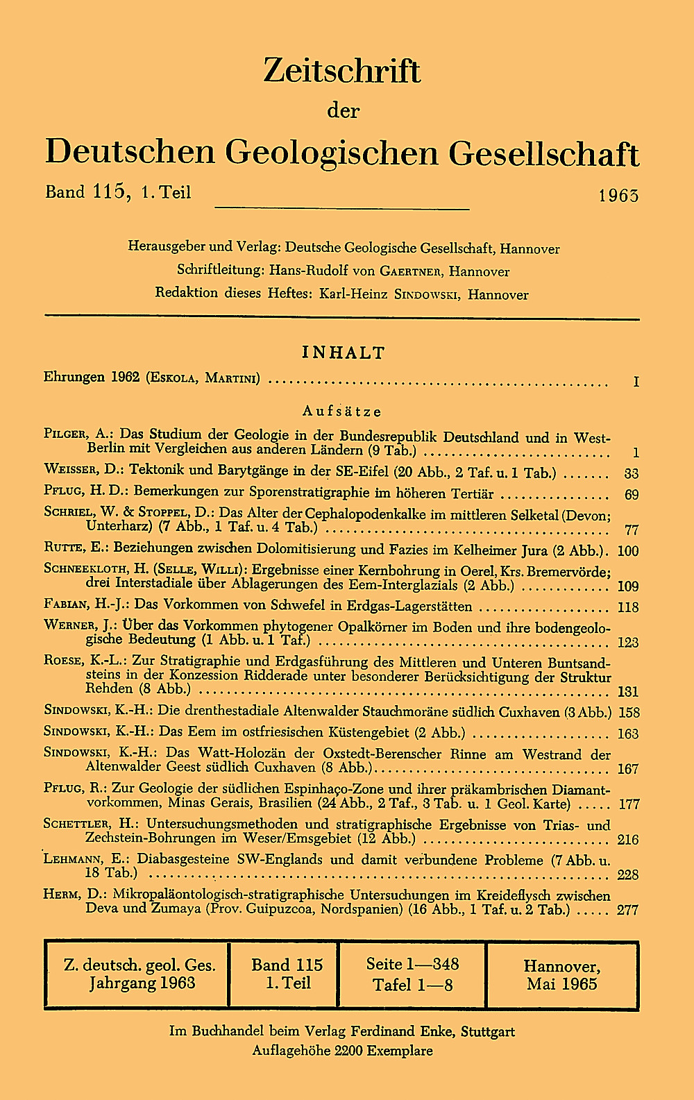 Cover image of: Zeitschrift der Deutschen Geologischen Gesellschaft Band 115 Heft 1